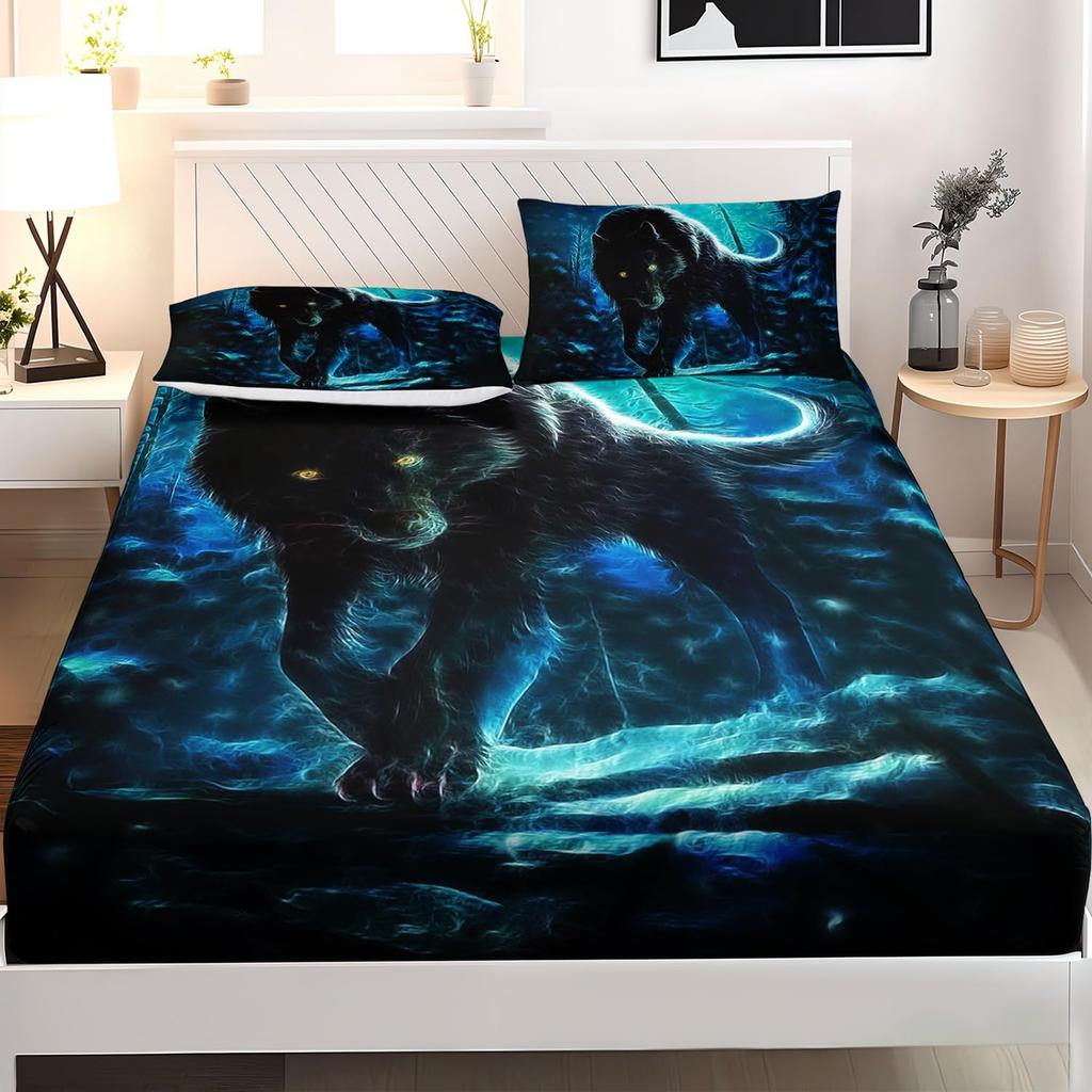 Waldtiermuster Matratze Dreiteiliges Digitaldruck Matratze Bettwäscheset Erwachsene Kinder