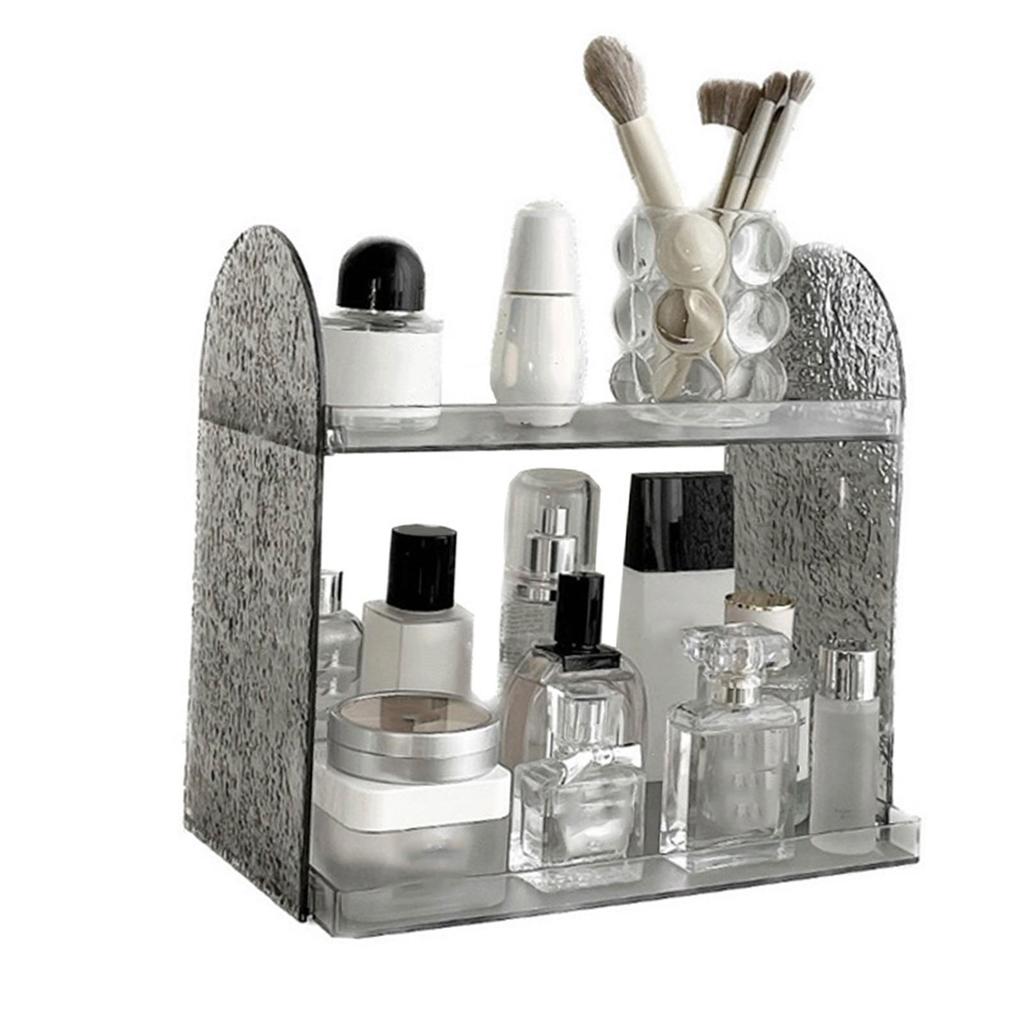 Półka do przechowywania dwuwarstwowa Duża pojemność Modny 2-poziomowy akrylowy stojak na kosmetyki na perfumy Szary