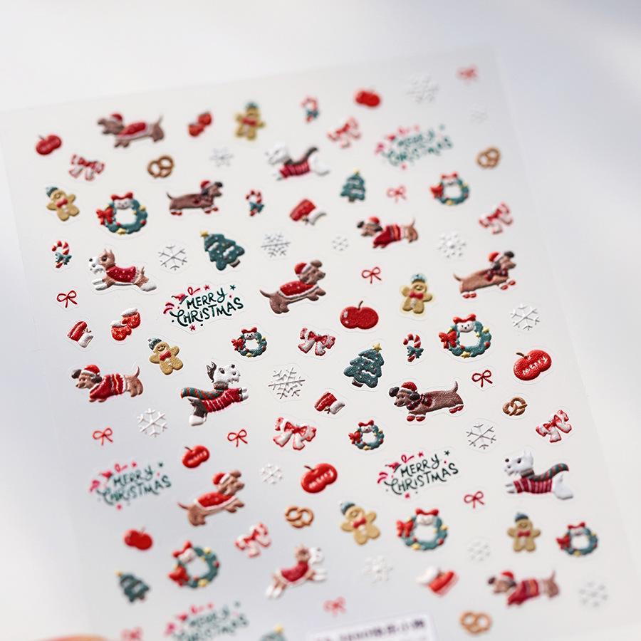 

Мультяшные рождественские наклейки для ногтей TENSOR, самоклеящиеся тонкий край, TS-3890 Счастливый щенок