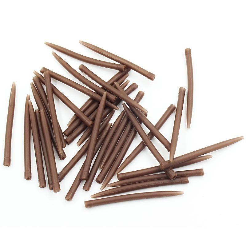 100pcs 53mm Anti Tangle Rubber Sleeves Connect with Fishing Hook Carp Coarse Fishing Accessories. Brown