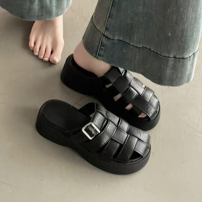 Pantofi cu platformă Pantofi de damă Pantofi cu vârf cu talpă groasă Pantofi noi de damă Stil pentru persoană leneșă Papuci de casă dintr-o singură mișcare decupați