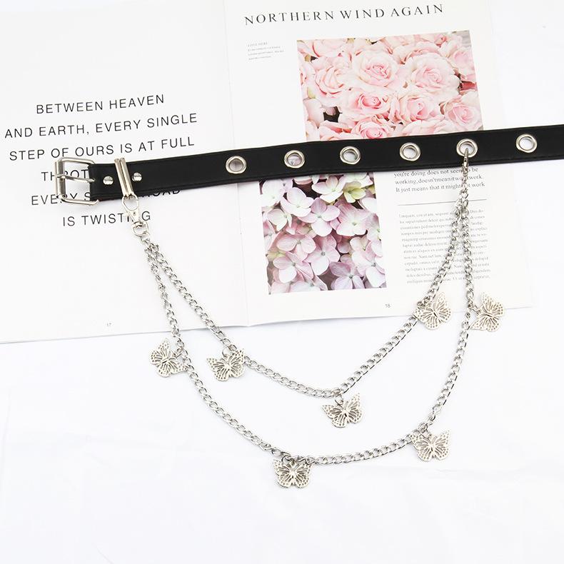 

Пояс женский крутой цепочка бабочка украшение панк ремень, цепочка для брюк аксессуары Jk униформа хип-хоп украшения