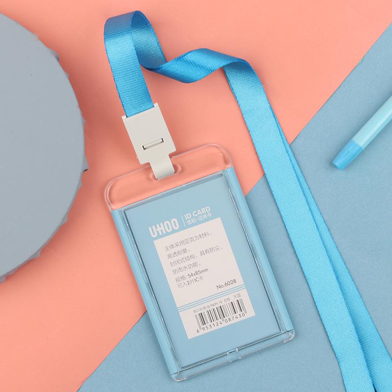 Transparent Acrylic ID Card Holder with Lanyard for Employees and Students