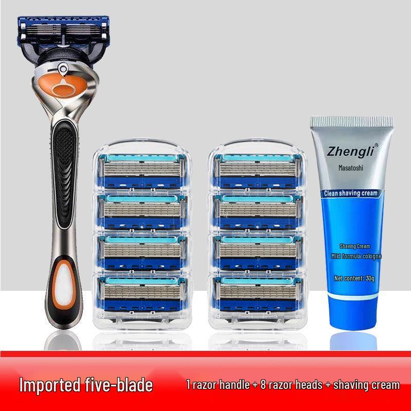 5-Blade Durable Manual Shaving Razor for Face