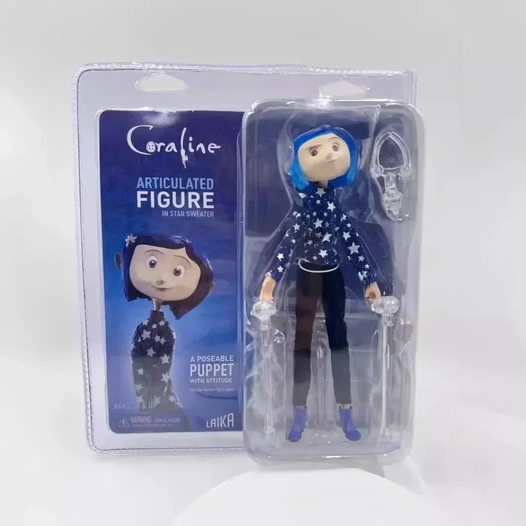 Coraline Jones Articulated Figure Raincoat Sweater In Striped Shirt Toy LA Girl Action Figure Model Toys Joint Movable Desk Dcor