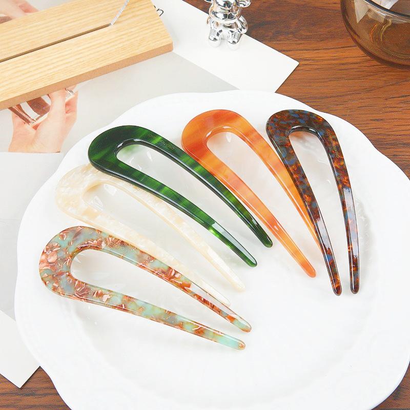 U-Shaped Hairpin Female High-End Sense Antique New Chinese Disc Hair Hairpin Headgear Simple Modern Daily Hairpin