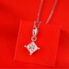 Vinregem 925 Sterling Silver VVS1 3EX D Color 1CT Princess Cut 6.5 MM Real Moissanite Diamond Gemstone Sparkling Pendant Necklace Fine Jewelry GRA