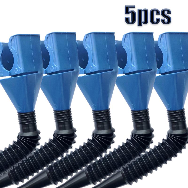

5PCS Blue Universal Plastic Multi-Function Wide Mouth Large Funnels Flexible Draining Tool Snap Funnel for Automotive Oil