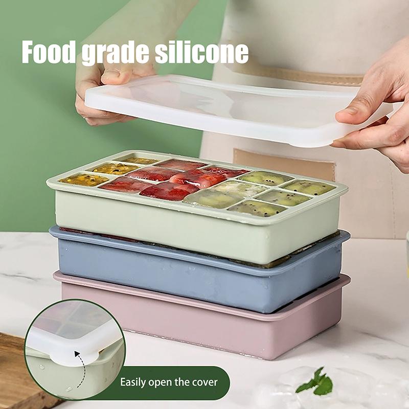 6/15 Grid Big Ice Tray Mold Giant Jumbo Large Food Grade Silicone Ice Cube Square Tray Mold Diy Ice Maker Ice Cube Tray With Lid