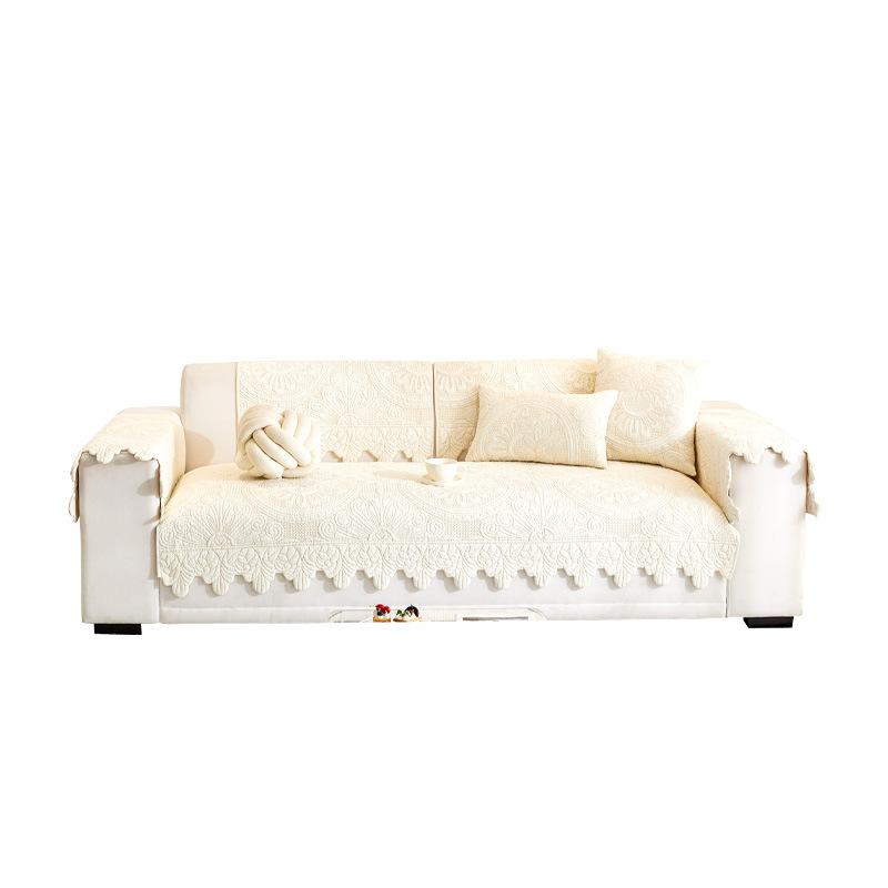 French Retro Solid Color Sofa Cushion 2025 New Special-shaped Light Luxury Seat Cushion Washed Cotton Four-season Universal Sofa Cover