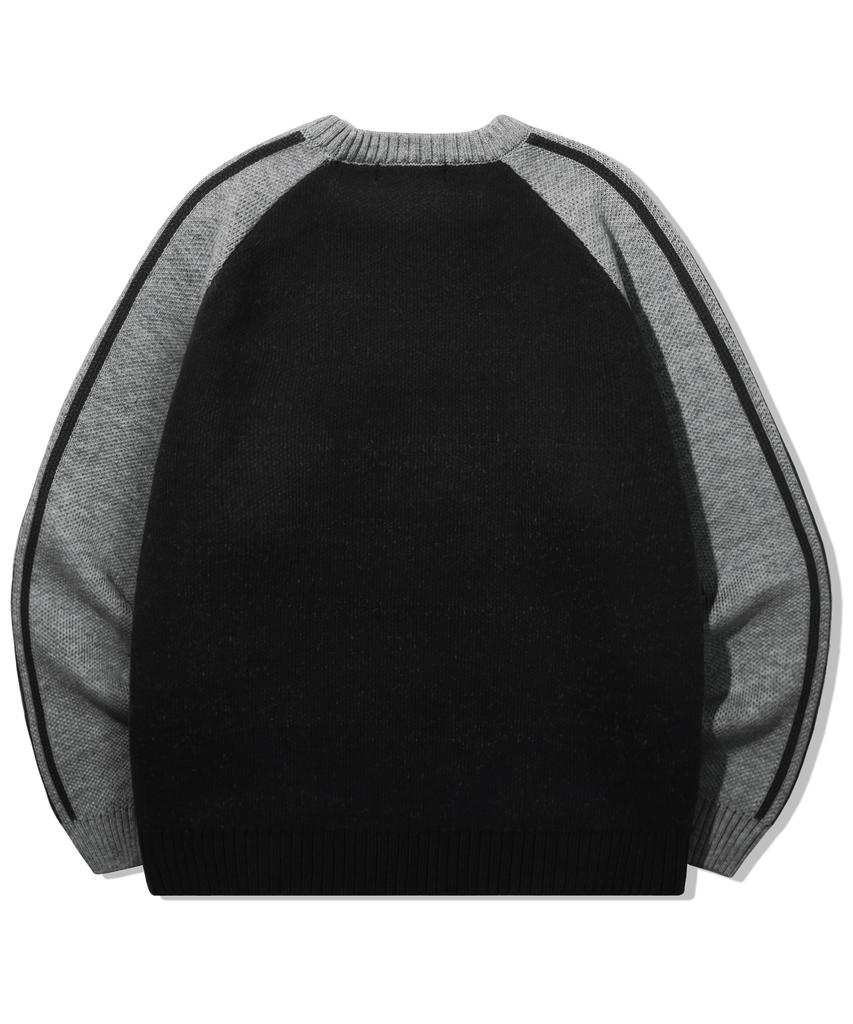 TRILLION Washable Raglan Hairy Graphic Track Knit_Black
