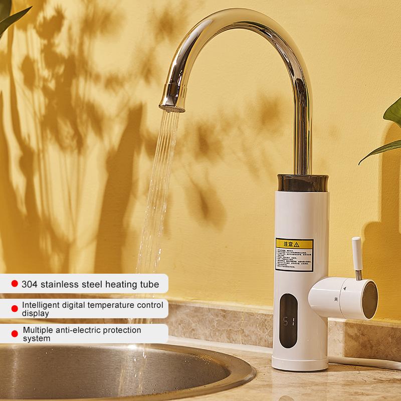 3000W Electric Instant Hot Water Faucet Kitchen Water Heater Tap Heater Cold Heating Faucet Tankless Instantaneous Water Heater