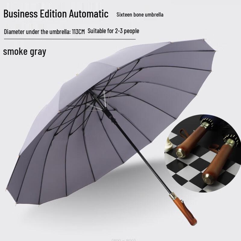 Nanqiao Large 16-Rib Windproof Umbrella with Wooden Handle 25 inch, 16-Rib