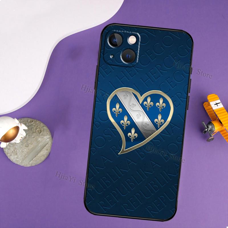 Bosna i Hercegovina Heart Case For iPhone 14 13 Pro X XS Max XR 7 8 Plus Cover For iPhone 14 12 Mini 11 Pro Max SE 2020