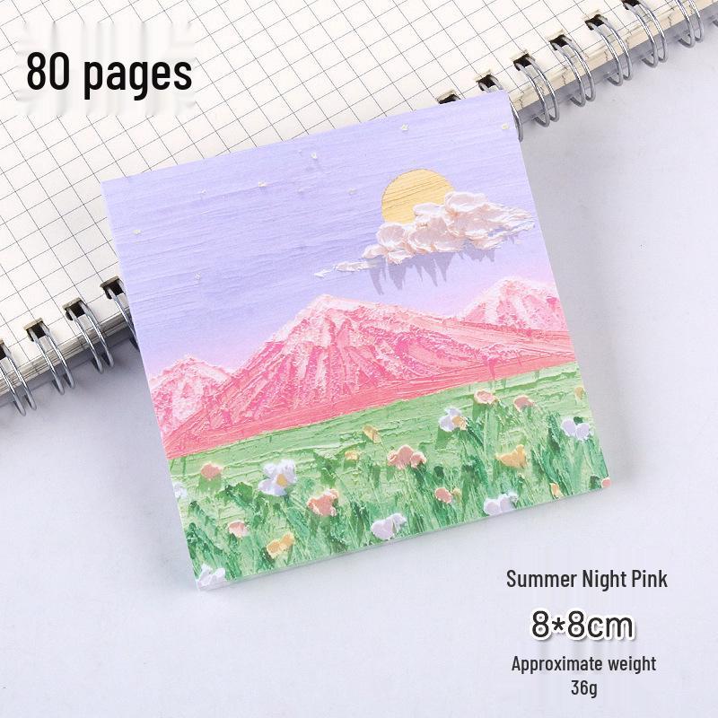 High-Value Ins-Style Oil Painting Sticky Notes, Attachable Message Cards for University/High School, Cute Sticky Notes
