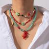 Necklace Colored Natural Stone Sea Horse Sea Star Flower Stainless Steel Pendant Women'S Beach Style European American