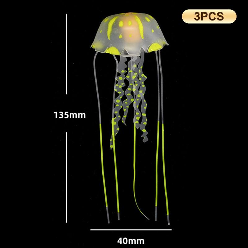 3Pcs Artificial Glowing Fluorescent Jellyfish Aquarium Decoration Fish Tank Underwater Plant Marine Aquatic Landscape Ornament