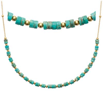 [R4110] - Gold Plated Necklace 'Mineralia' Golden Turquoise Jasper - 45 Cm 5 Mm