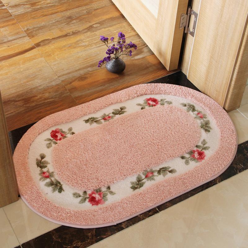 

Bedroom Entrance Bathroom Soft Door Mat Rose Imitation Cashmere Floor Mat Water Absorbent Wear Resistant Non-Slip Rug Q16233QQ-40x60cm