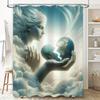 Angel And Earth Shower Curtain - Waterproof, Mildew-Resistant, Machine Washable For Heavenly Bathroom Decor
