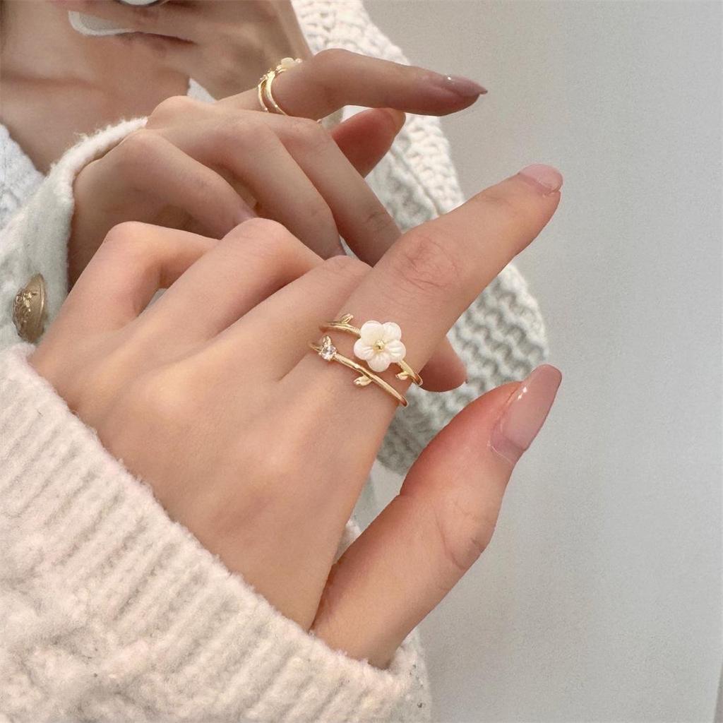 Emaille Tropfglasur Schmetterling & Perlmutt Silberring - Eleganter, Nicht-Verblassender Damenschmuck