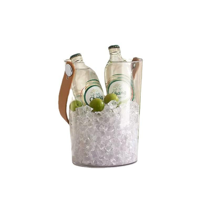 Household Plastic Drink Ice Bucket Hand Raise Appearance Beer Bucket Ice Cooling Water Bucket Large Size Simple Ice Block Storage Bucket