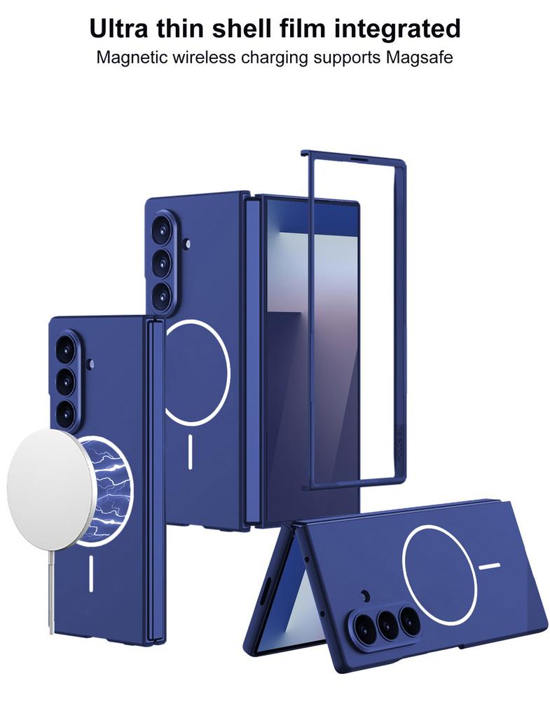 Ultra-thin Built-in Magnetic Ring with Tempered Glass Front Film Case for for Samsung Galaxy Z Fold 7 Fold7 Camera Protect Cover