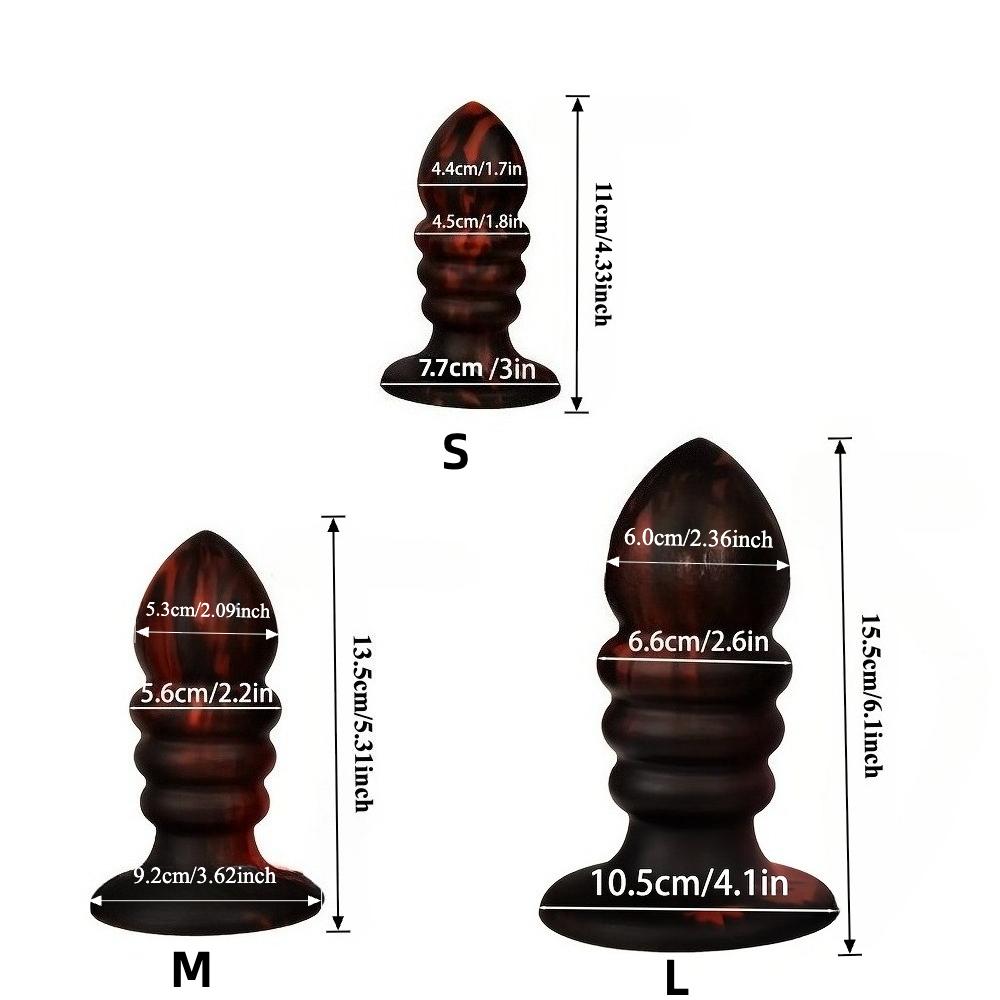 3 Sizes Silicone Anal Beads Plug, Soft Flexible Design, Strong Suction Cup, Waterproof Silicone Material, Comfortable Trainer Collection, Black & Red