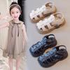 Children Beach Shoes Hollowed-out Breathable Kids Sandals T-strap 2025 Summer New Boys Girls Princess Shoes Soild Color