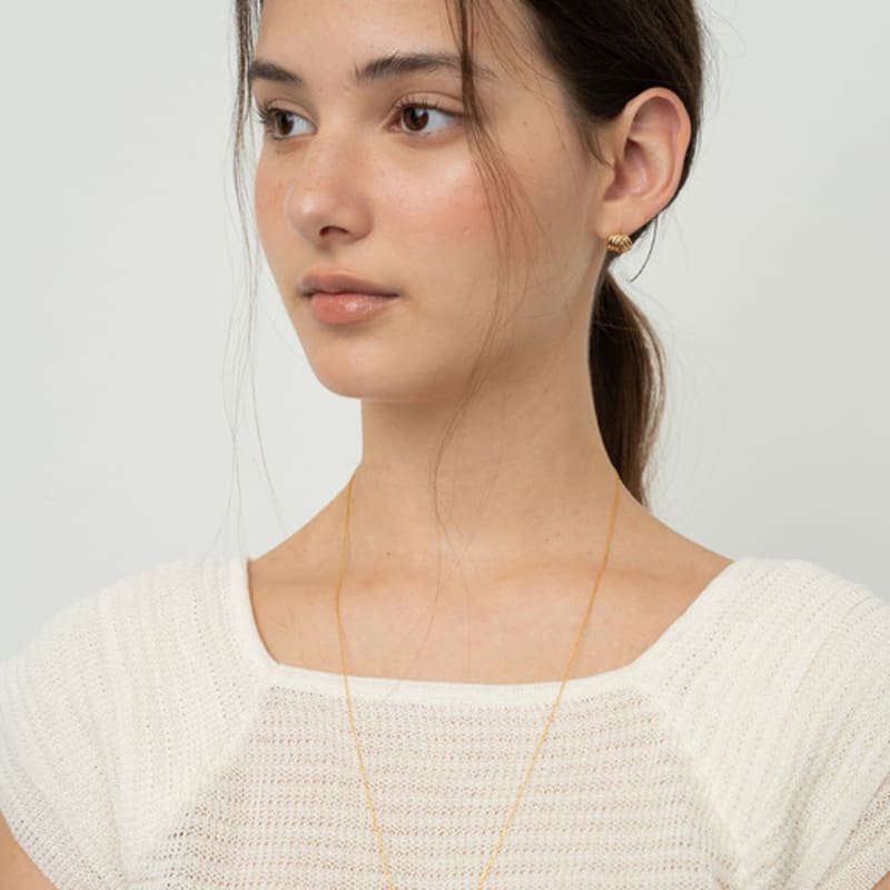 Ssecondo [Silver925]Heart & pearl necklace, June_2 colors