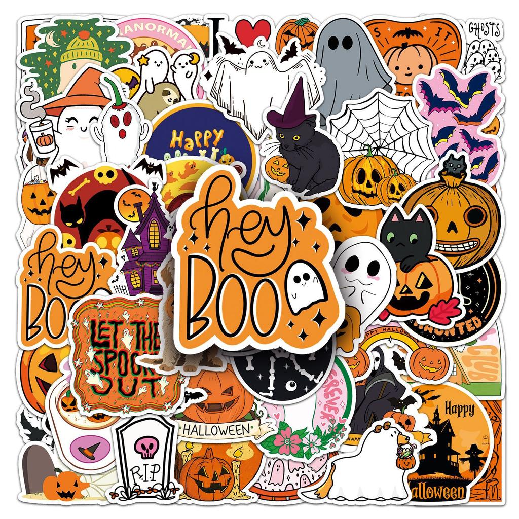 50 Halloween Graffiti Stickers, Cartoon Festival Children's Guka Phone Cases, Suitcase Stickers