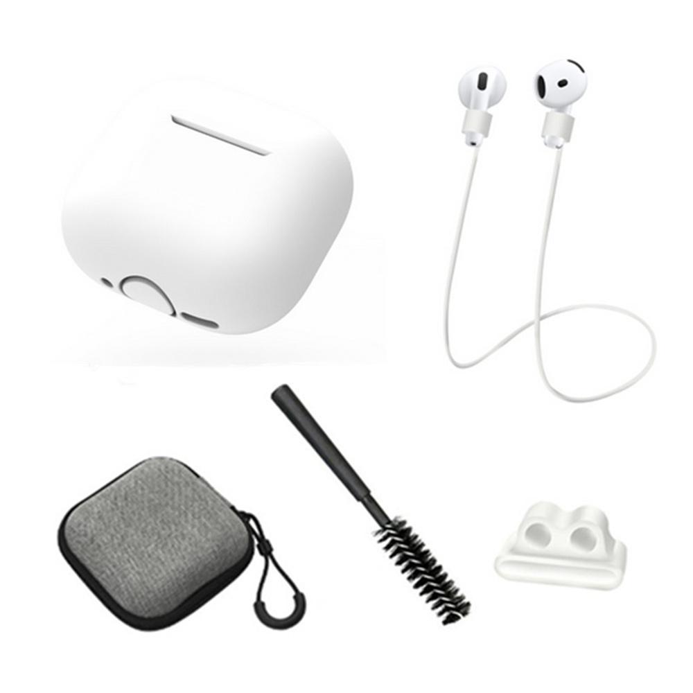 

For AirPods 4 Earphones 5 in 1 Protective Case + Anti Lost Rope + Storage Case + Brush + Watch Band Earbud Holder B