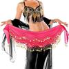 Belly Dance Hip Scarf Women Waist Scarf Belly Dance Skirt with 98 Golden Coins Knot Tying Hip Wrap for Dance Training Performance Beach Wear