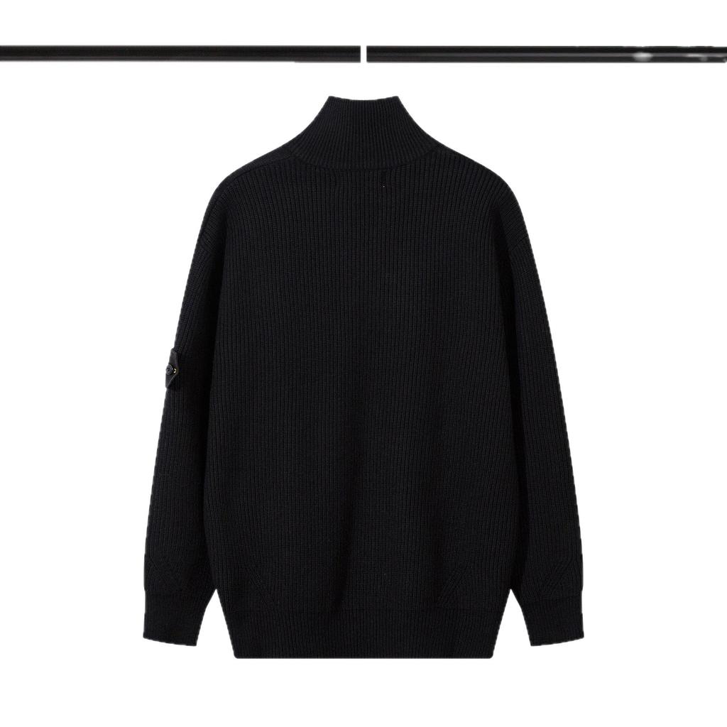 STONE Unisex Reißverschluss Stehkragen Strickpullover für Herbst & Winter