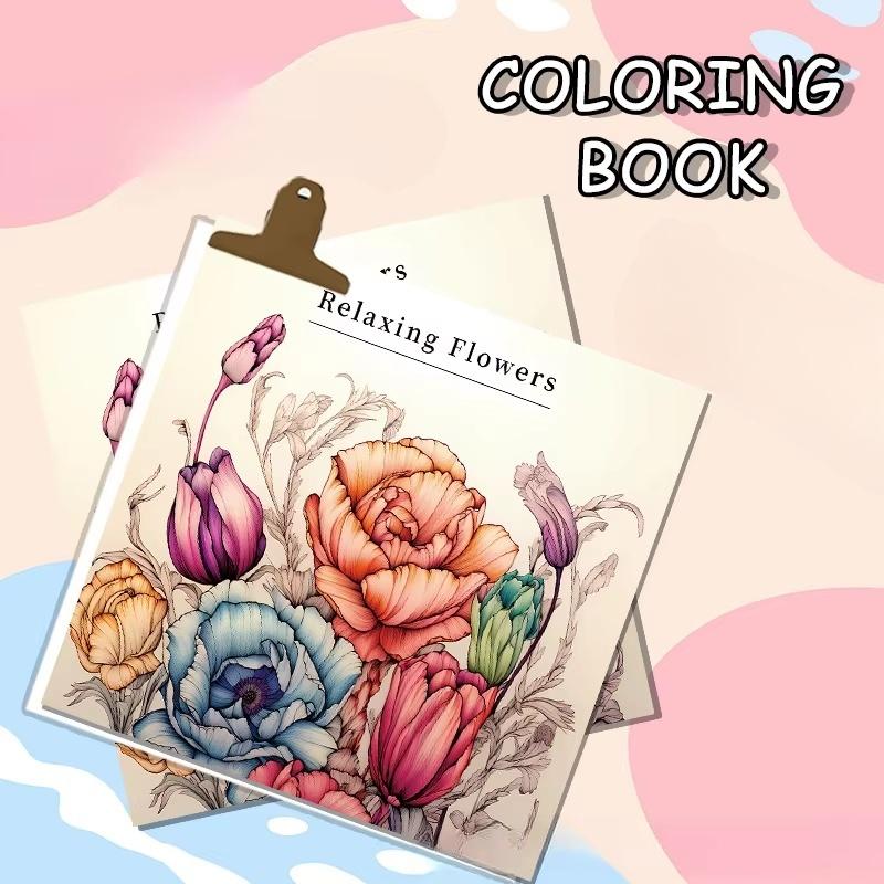 Bview Art Adult Coloring Book with Thick Paper for Colored Pencils & Crayons Stress Relief Art Therapy, Premium Drawing flower