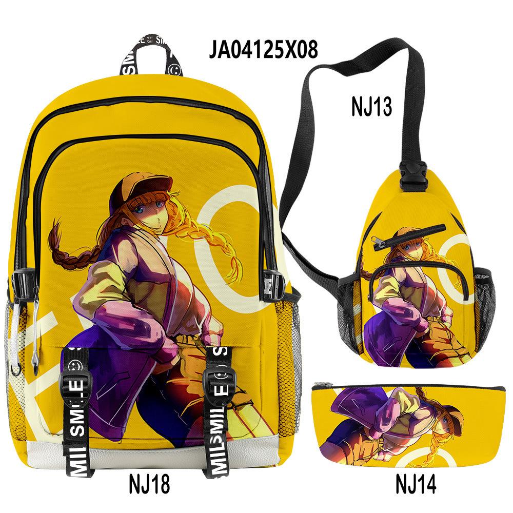 Nouveauté Classique Ya Boy Kongming Anime Impression 3D 3 pièces/Ensemble Sacs d'école pour Étudiants Sac à Dos Multifonction pour Voyage Sac de Poitrine Trousse à Crayons