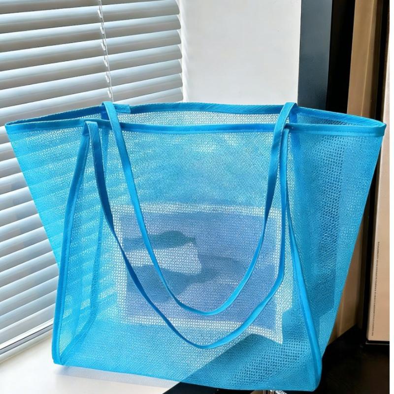 Mesh Beach Bag Lightweight Breathable Quick Dry Travel Tote For Beach Trips Outdoor Activities Storage Towels Toys