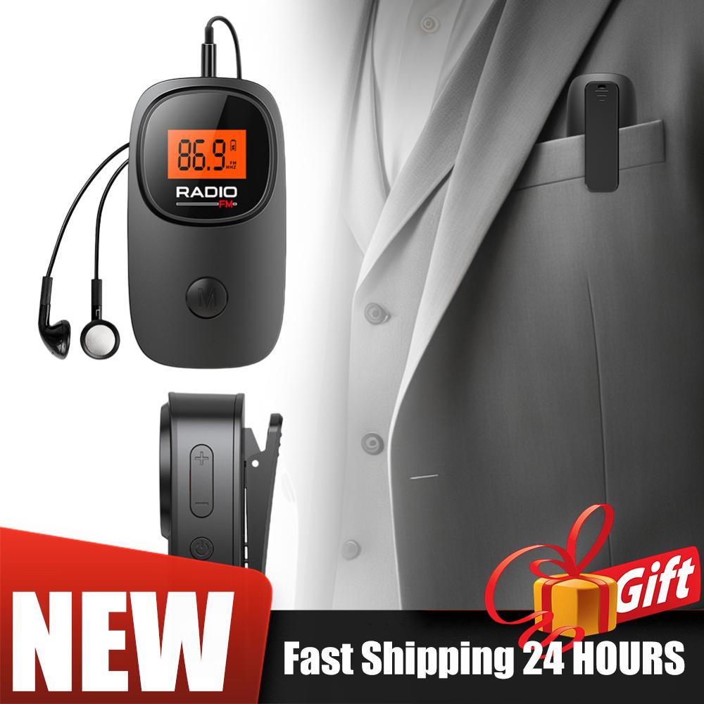 LCD Display Mini Radio Portable FM Radio Digital Tuning Pocket Radio Receiver with Earphone Battery Operated Radio with Clip