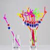2PCS Bird Windmill Flexible Straw Children's Fun Shape Cute Cartoon Disposable Plastic Drink Creative Hard Straw