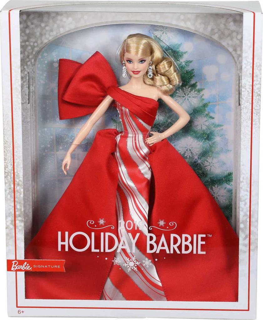 Mattel Barbie 2019 Holiday Doll with Red and White Blonde Curls - Collector Gown,