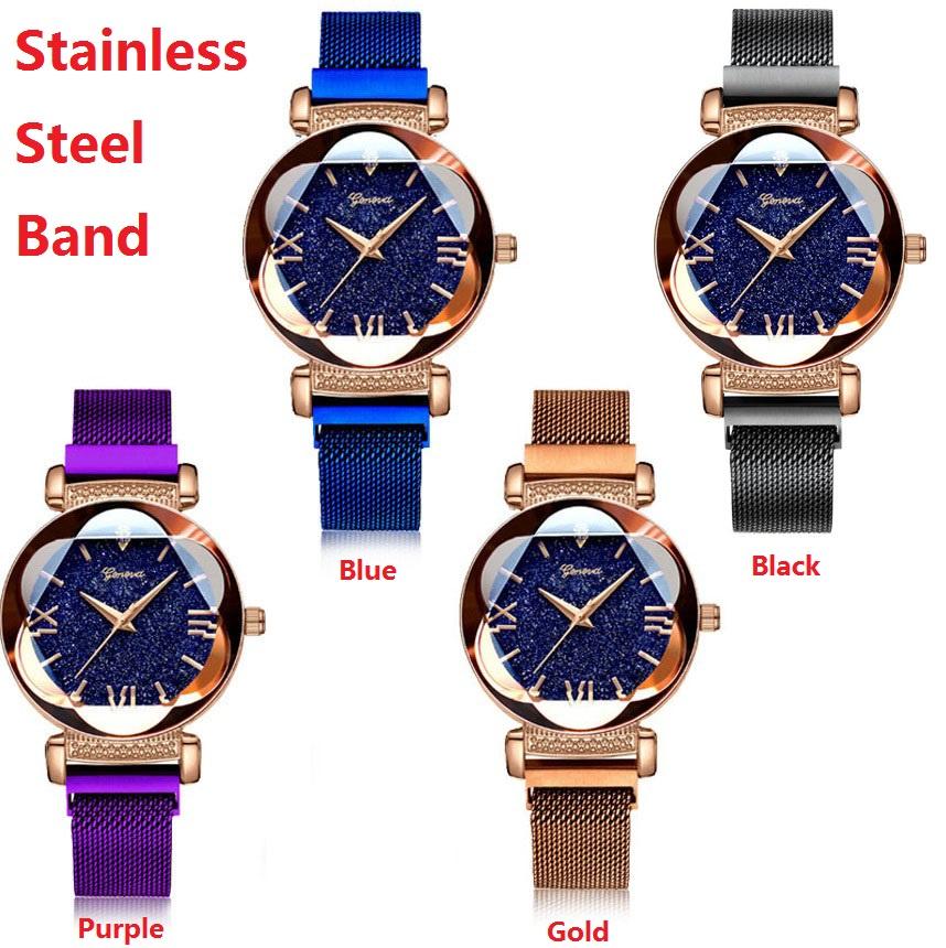 Ladies Watch Starry Sky Wrist Watch Women Bracelet Watches Magnetic Stainless