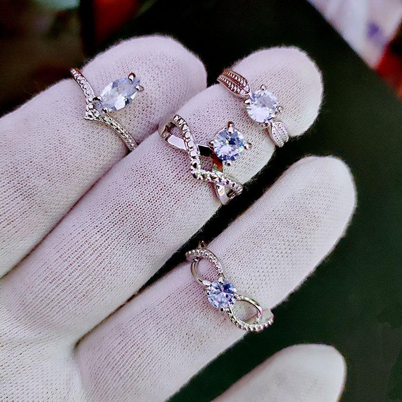 20 stk fire klør krystall zirconia ring mote allsidig fingerring håndsmykker