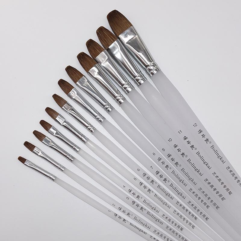 Sable Oil & Acrylic Frosted Handle Gouache Watercolor Painting Brush Set