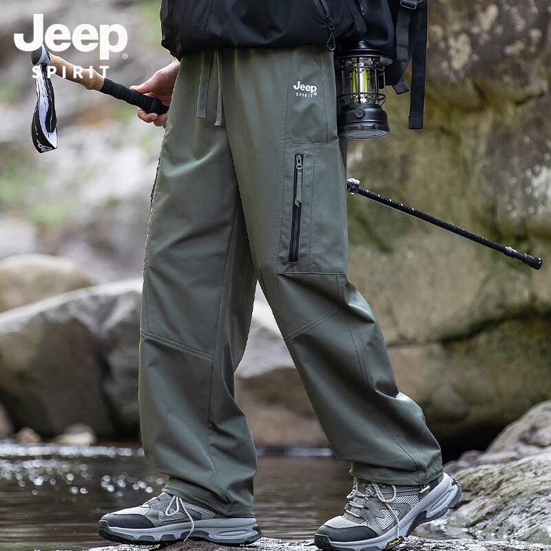 JEEP SPIRIT Men's Outdoor Multi-Pocket Straight-Leg Cargo Pants