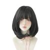 Women's Front Lace Heat Resistatn Short Bob Wig with Blunt Bangs Ladies Fashion Daily Use Natural Looking Shoulder-length Wig with Inward Curls