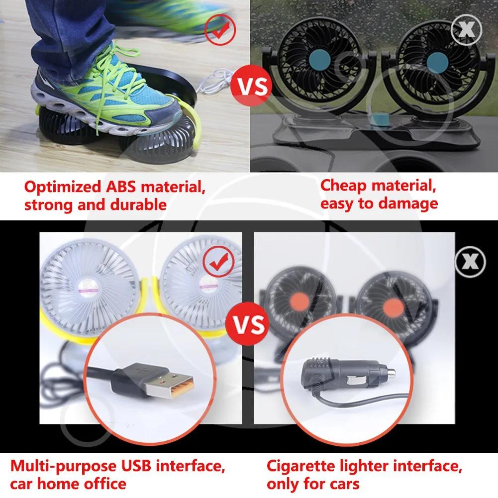 5V / 12v / 24V Car USB Fan Cooling Car Fan Dual Head Car Fan 3 Speeds Adjustable For Auto Cooler Air Fan Car Accessories Fan