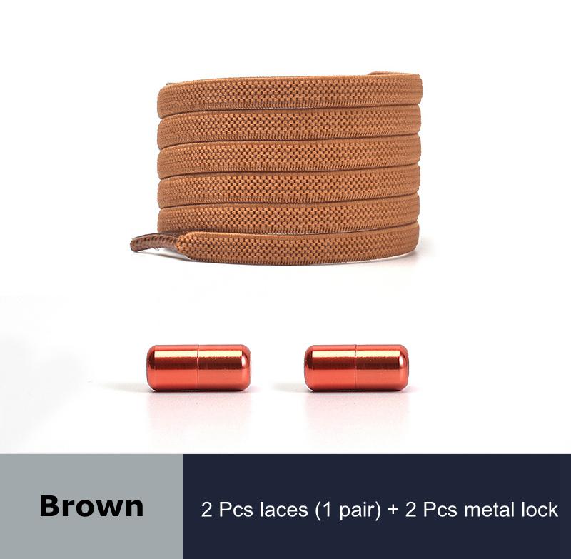 1 Pair No Tie Shoelaces for Sneakers Elastic Flat Shoe Laces Metal Lock Without Ties Quick Tieless Shoelace for Shoes Kids Adult