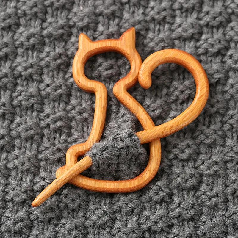 Brooch Pin With Wooden Animal Pattern Diy Craft Badge Cartoon Pin Funny Cute Shawl Pin Scarf Buckle Clasp Pins Jewelry Gift