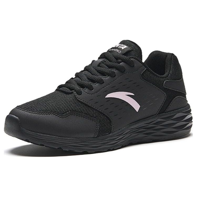 Anta Comfortable Versatile Shock Absorbing Wear Resistant Non Slip Low Top Running Shoes Women sneaker Black White 922355592-4