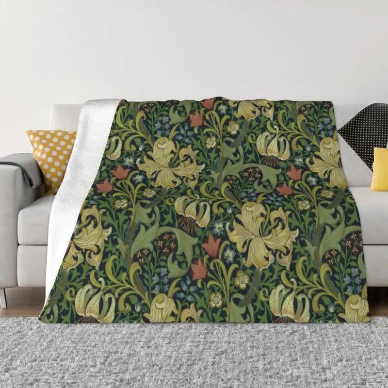 William Morris Deer Throw Blanket Sofa Fleece Warm Flannel Textile Pattern Blankets for Bedding Car Couch Bedspreads